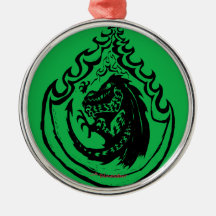 Flaming Dinosaur or Dragon by Nic Sweet Christmas Ornament