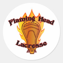 Flaming Head Lacrosse Round Sticker
