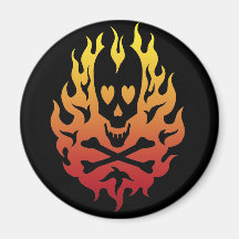 Flaming Heart Skull Magnet