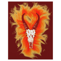 'Flaming Horned Bull Skull' Design