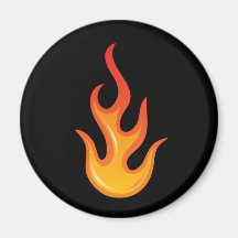 Flaming hot fire flame on black fridge magnet