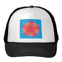 Flaming kaleidoscope trucker hats