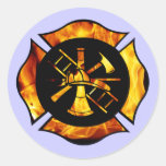 Flaming Maltese Cross New - Sticker
