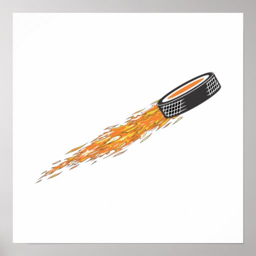 Flaming Puck Print