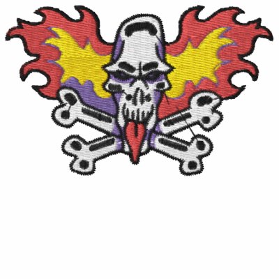 Flaming Skull and Crossbones Embroidered Shirt by fathersdaytshirts