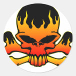 Flaming Skull and Crossbones Round Sticker