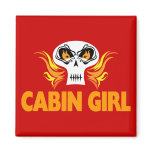 Flaming Skull Cabin Girl Magnets