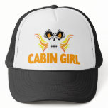 Flaming Skull Cabin Girl Trucker Hat