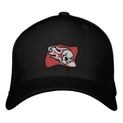 flaming skull dive flag embroidered hats by passionstitch