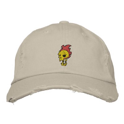 Flaming Skull Embroidered Hats by Ricaso_Ireland