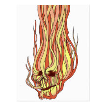 Flaming Skull Post Cards