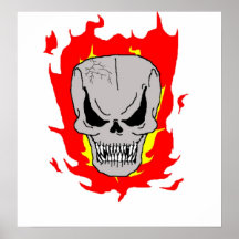 Flaming Skull Print