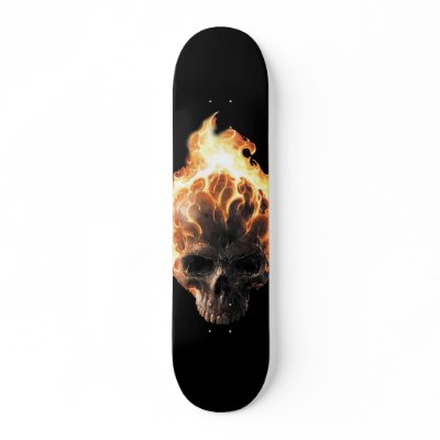 Flaming Skull Skateboard by skullman123