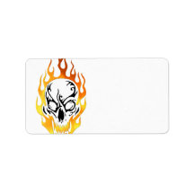 Flaming Skull Tattoo Labels