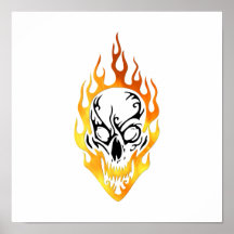 Flaming Skull Tattoo Poster