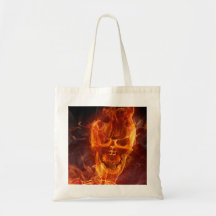 Flaming Skull Tote Canvas Bag