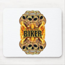 Flaming Skulls 100% Biker Mousepad