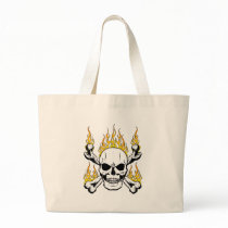 Flaming Skulls Tote Bag