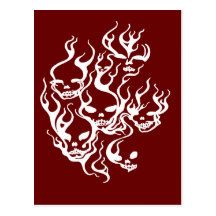 Flaming Skulls-white Postcard