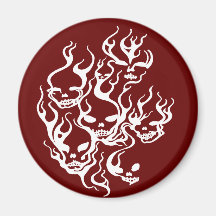 Flaming Skulls-white Refrigerator Magnets