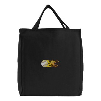 Flaming Softball Embroidered Bags by ZazzleEmbroidery