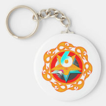 Flaming Star 6th Birthday Gifts Key Chain