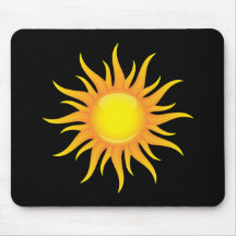 Flaming sun on a black background mousepad