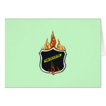 Flaming Tattoo Police Badge Cards