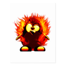 Flaming Tux (Penguin Torch) Post Card