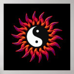 Flaming Yin Yang Sun Posters