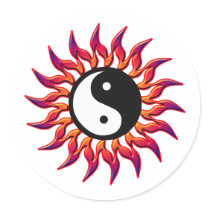 Flaming Yin Yang Sun Stickers