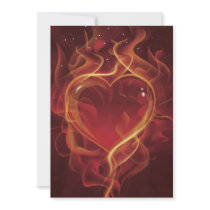 FlamingHeart fire dark red love flames heart shape Personalized Announcements