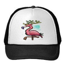 Flamingo Christmas Reindeer Hat