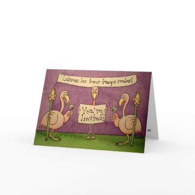 Flamingo Line Invite Invitation Card Mardi Gras by icansketchu