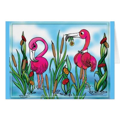 flamingo Love Greeting Card by LaureFCarlisle