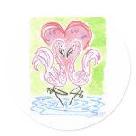 Flamingo Love Round Stickers