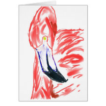 Flamingo Oil Painting Pink Flamingoe drawing Greeting Cards