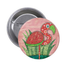 flamingo pinback button