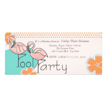Flamingo Pool Party Custom Invites