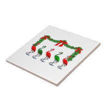 Flamingo Rockettes Christmas Dancing Show Tile