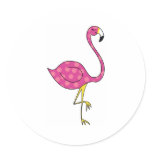 flamingo round sticker
