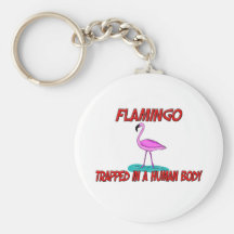 Flamingo trapped in a human body key chains