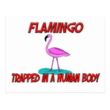 Flamingo trapped in a human body postcards
