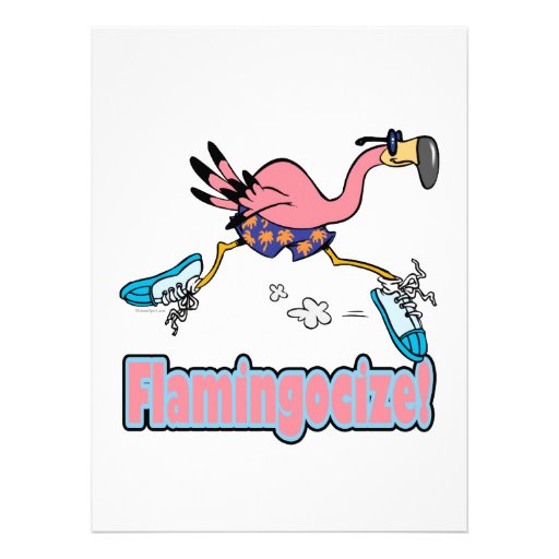 flamingocize jogging flamingo cartoon personalized invitation