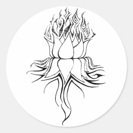Flamme tribale de Lotus Adhésifs Ronds