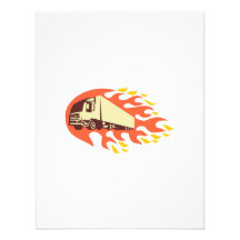 Flammes de camion et de remorque de récipient rétr invitation