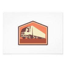 Flammes de camion et de remorque de récipient rétr cartons d'invitation personnalisés