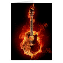 Flammes de guitare carte de vœux