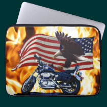 Flammes, Eagle chauve, motocyclette classique et d housses pour ordinateur portable