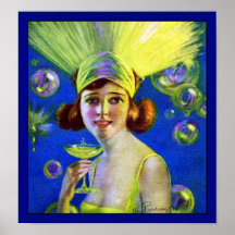 Flapper Champagne & Bubbles Print